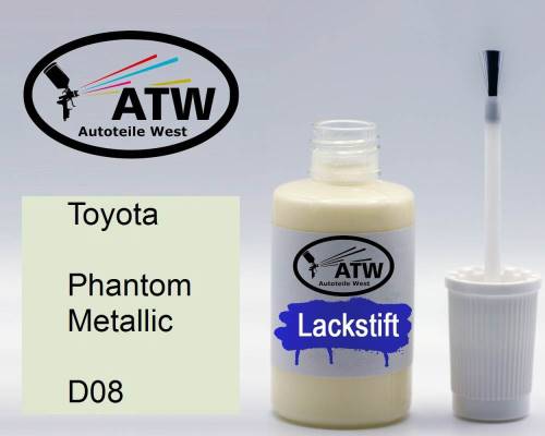 Toyota, Phantom Metallic, D08: 20ml Lackstift, von ATW Autoteile West.